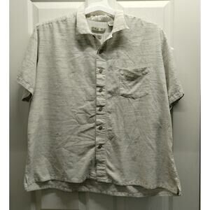 Batik Bay Men's Size XXL Button Up Shirt Easy Care Cream Striated Short Sleeves